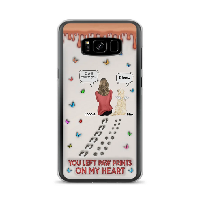 Custom Personalized Memorial Pet Phone Case - Memorial Gift Idea For Pet Owner - Case For iPhone/ Samsung - You Left Paw Prints On My Heart