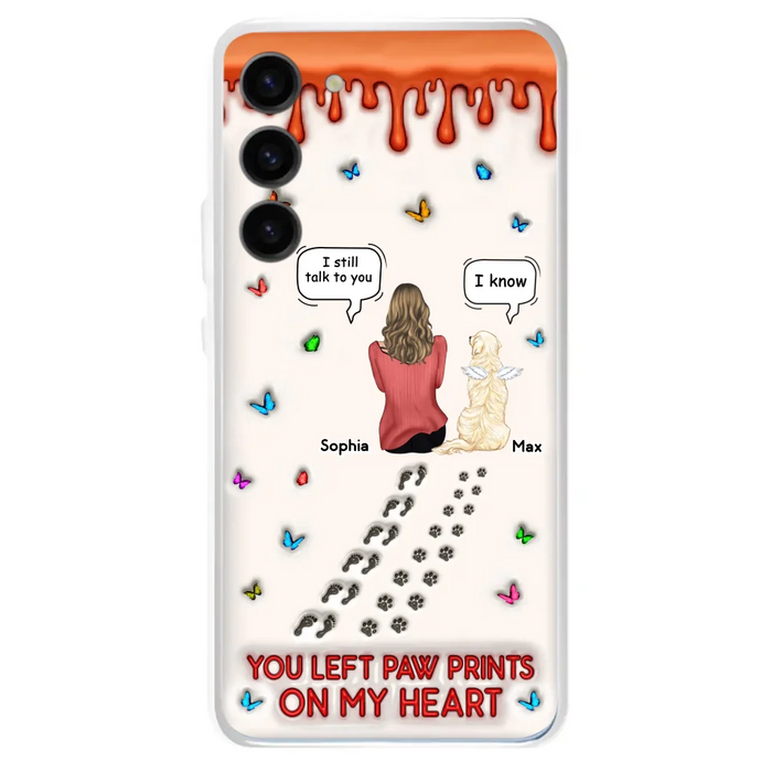 Custom Personalized Memorial Pet Phone Case - Memorial Gift Idea For Pet Owner - Case For iPhone/ Samsung - You Left Paw Prints On My Heart