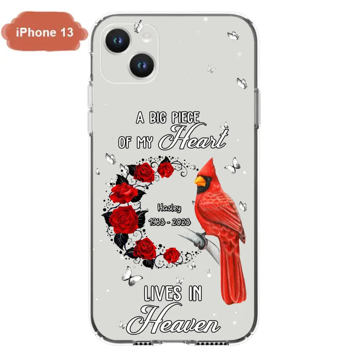 Personalized Memorial Cardinal Phone Case - Memorial Gift Idea For Family - A Big Piece Of My Heart Lives In Heaven - Case For iPhone/Samsung