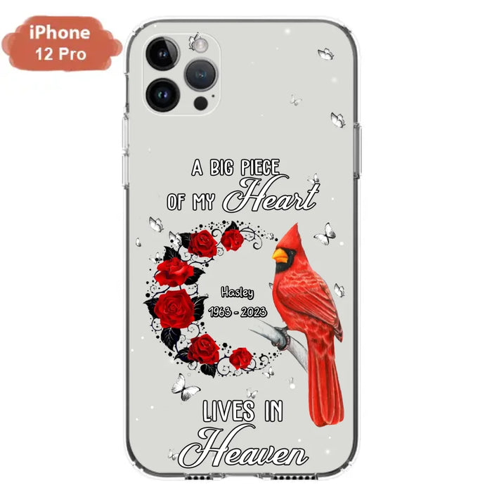 Personalized Memorial Cardinal Phone Case - Memorial Gift Idea For Family - A Big Piece Of My Heart Lives In Heaven - Case For iPhone/Samsung