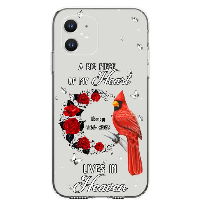 Personalized Memorial Cardinal Phone Case - Memorial Gift Idea For Family - A Big Piece Of My Heart Lives In Heaven - Case For iPhone/Samsung