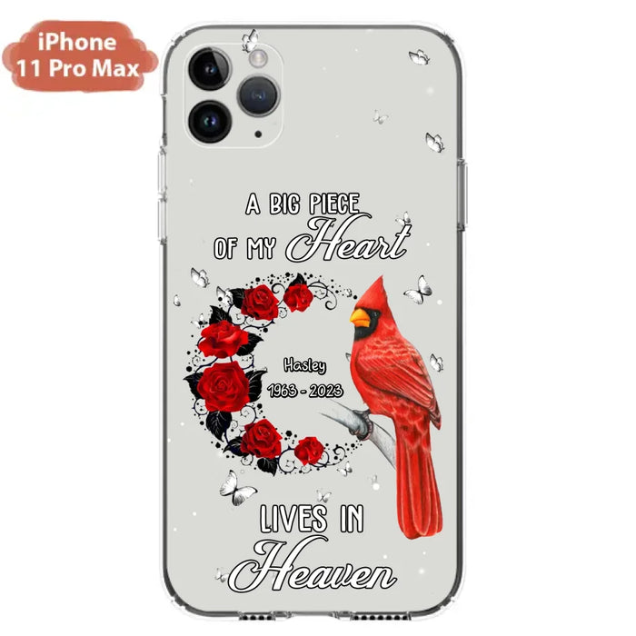 Personalized Memorial Cardinal Phone Case - Memorial Gift Idea For Family - A Big Piece Of My Heart Lives In Heaven - Case For iPhone/Samsung