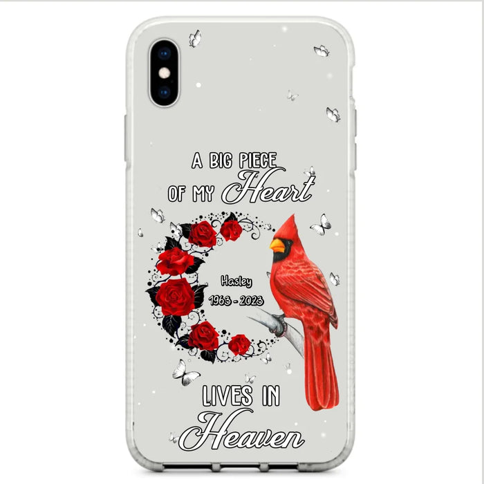 Personalized Memorial Cardinal Phone Case - Memorial Gift Idea For Family - A Big Piece Of My Heart Lives In Heaven - Case For iPhone/Samsung