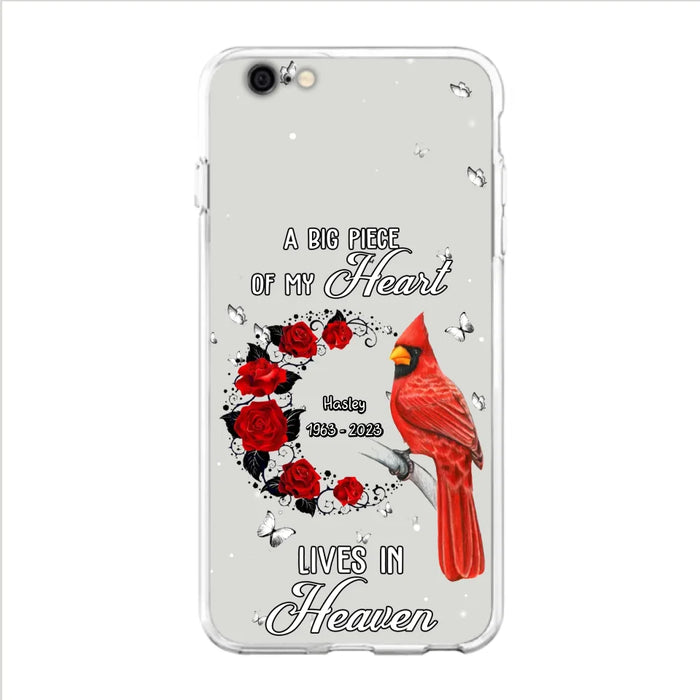 Personalized Memorial Cardinal Phone Case - Memorial Gift Idea For Family - A Big Piece Of My Heart Lives In Heaven - Case For iPhone/Samsung