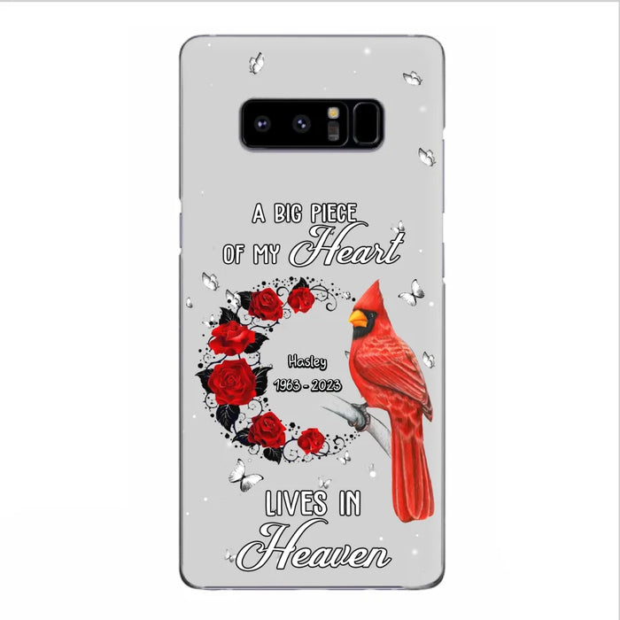 Personalized Memorial Cardinal Phone Case - Memorial Gift Idea For Family - A Big Piece Of My Heart Lives In Heaven - Case For iPhone/Samsung