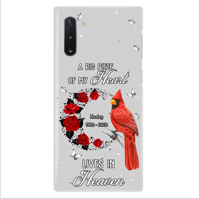 Personalized Memorial Cardinal Phone Case - Memorial Gift Idea For Family - A Big Piece Of My Heart Lives In Heaven - Case For iPhone/Samsung