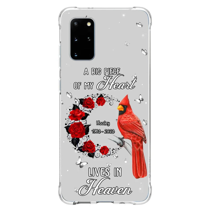 Personalized Memorial Cardinal Phone Case - Memorial Gift Idea For Family - A Big Piece Of My Heart Lives In Heaven - Case For iPhone/Samsung