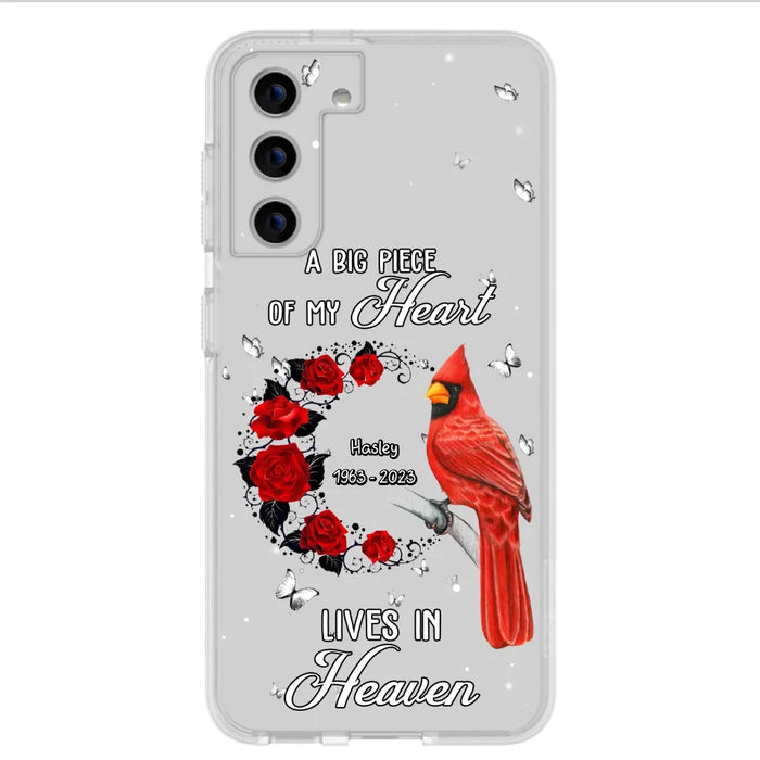 Personalized Memorial Cardinal Phone Case - Memorial Gift Idea For Family - A Big Piece Of My Heart Lives In Heaven - Case For iPhone/Samsung