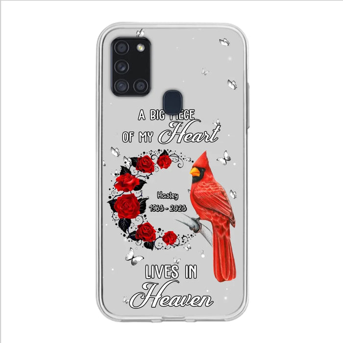 Personalized Memorial Cardinal Phone Case - Memorial Gift Idea For Family - A Big Piece Of My Heart Lives In Heaven - Case For iPhone/Samsung