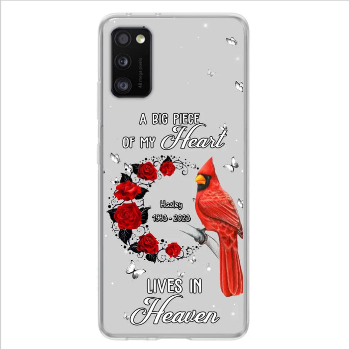 Personalized Memorial Cardinal Phone Case - Memorial Gift Idea For Family - A Big Piece Of My Heart Lives In Heaven - Case For iPhone/Samsung