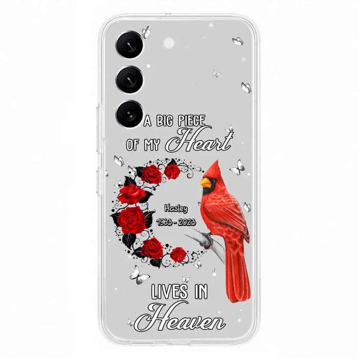 Personalized Memorial Cardinal Phone Case - Memorial Gift Idea For Family - A Big Piece Of My Heart Lives In Heaven - Case For iPhone/Samsung