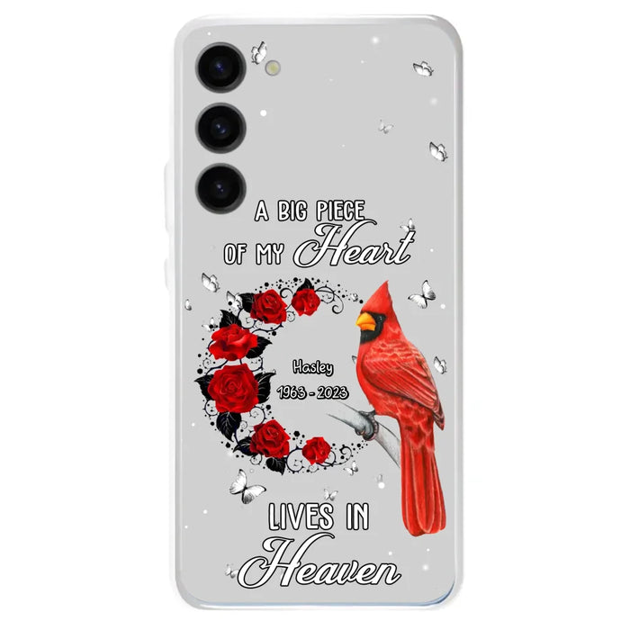 Personalized Memorial Cardinal Phone Case - Memorial Gift Idea For Family - A Big Piece Of My Heart Lives In Heaven - Case For iPhone/Samsung