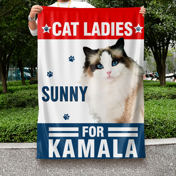 Custom Personalized Cat Ladies For Kamala Flag Sign/ Metal Sign - Upload Photo - Gift Idea For Cat Lover