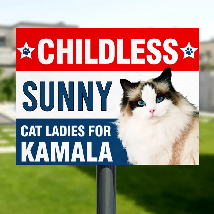 Custom Personalized Cat Ladies For Kamala Flag Sign/ Metal Sign - Upload Photo - Gift Idea For Cat Lover