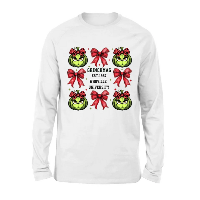 Custom Personalized Grinchmas University T-shirt/ Long Sleeve/ Sweatshirt/ Hoodie - Gift Idea For Christmas