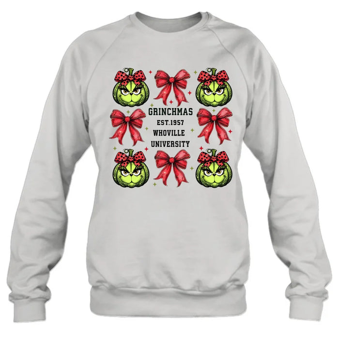 Custom Personalized Grinchmas University T-shirt/ Long Sleeve/ Sweatshirt/ Hoodie - Gift Idea For Christmas