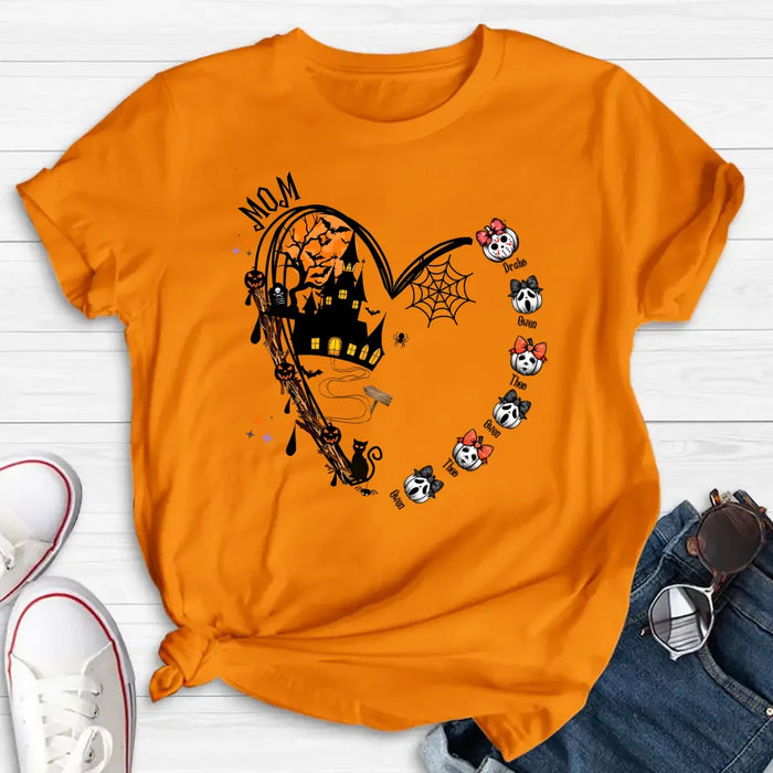 Custom Personalized Halloween Grandma Heart  T-shirt/ Long Sleeve/ Sweatshirt/ Hoodie - Upto 6 Kids - Gift Idea For Grandma/ Mom