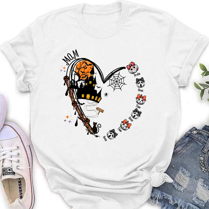 Custom Personalized Halloween Grandma Heart  T-shirt/ Long Sleeve/ Sweatshirt/ Hoodie - Upto 6 Kids - Gift Idea For Grandma/ Mom