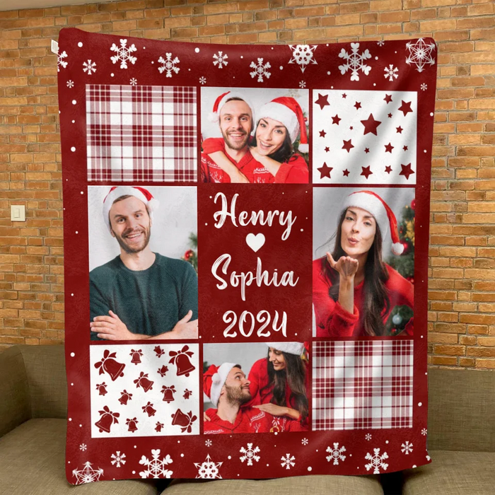 Custom Personalized Couple Quilt/ Fleece Throw Blanket - Christmas Gift Idea For Couple - Upload Photo