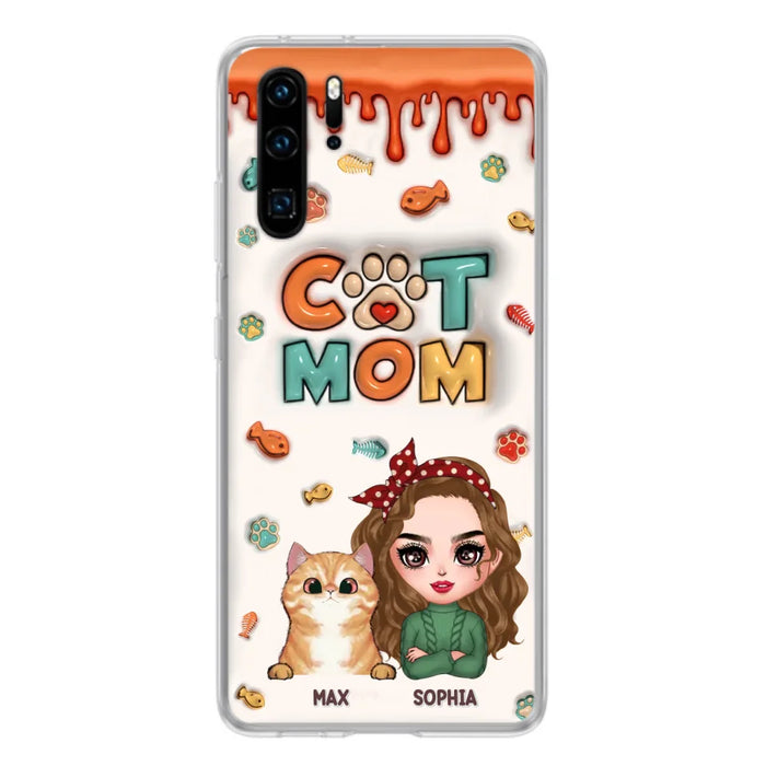 Custom Personalized Cat Mom Oppo/ Xiaomi/ Huawei Phone Case - Christmas Gift Idea For Cat Lover - Upto 4 Cats