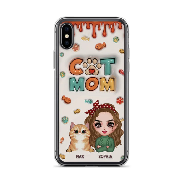 Custom Personalized Cat Mom iPhone/ Samsung Phone Case - Christmas Gift Idea For Cat Lover - Upto 4 Cats