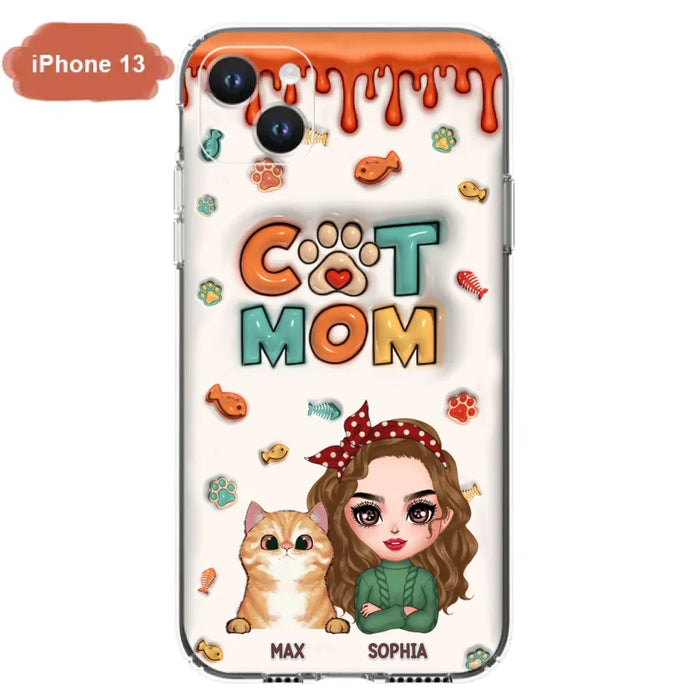 Custom Personalized Cat Mom iPhone/ Samsung Phone Case - Christmas Gift Idea For Cat Lover - Upto 4 Cats