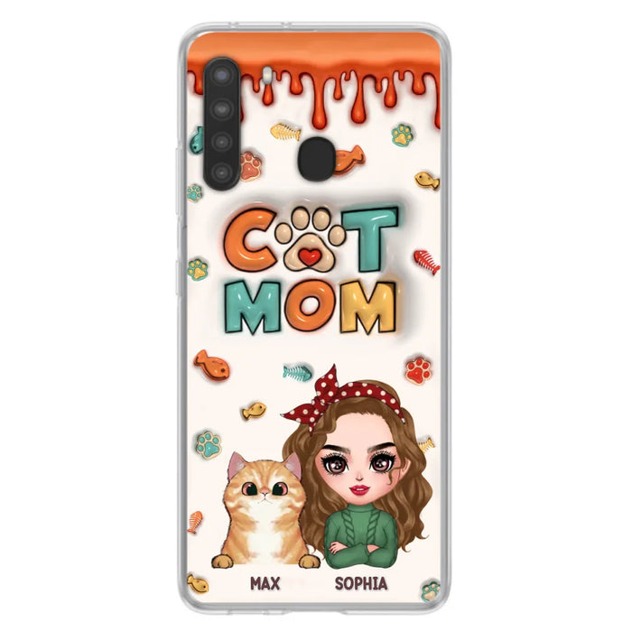 Custom Personalized Cat Mom iPhone/ Samsung Phone Case - Christmas Gift Idea For Cat Lover - Upto 4 Cats