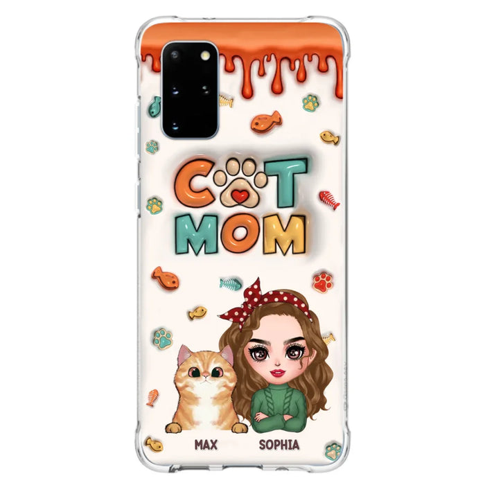 Custom Personalized Cat Mom iPhone/ Samsung Phone Case - Christmas Gift Idea For Cat Lover - Upto 4 Cats