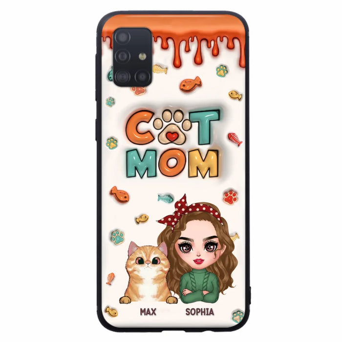 Custom Personalized Cat Mom iPhone/ Samsung Phone Case - Christmas Gift Idea For Cat Lover - Upto 4 Cats