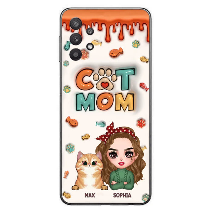 Custom Personalized Cat Mom iPhone/ Samsung Phone Case - Christmas Gift Idea For Cat Lover - Upto 4 Cats