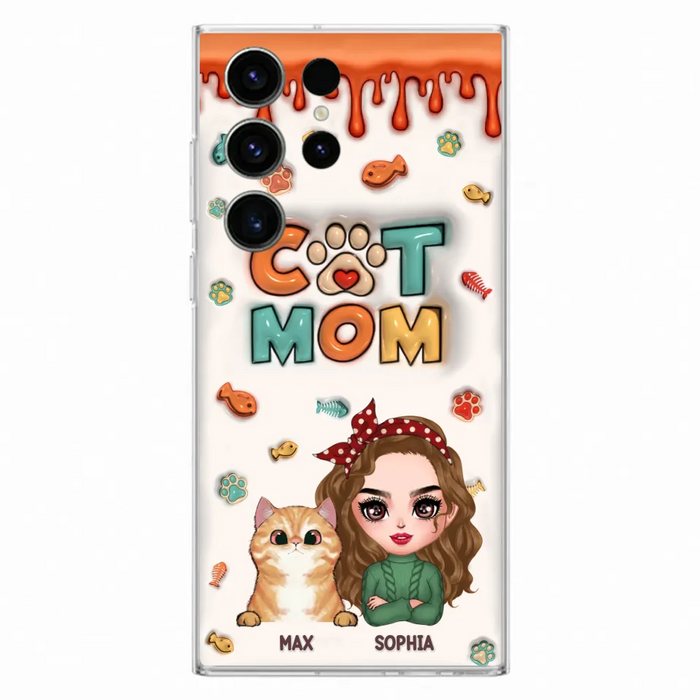 Custom Personalized Cat Mom iPhone/ Samsung Phone Case - Christmas Gift Idea For Cat Lover - Upto 4 Cats