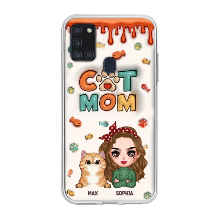 Custom Personalized Cat Mom iPhone/ Samsung Phone Case - Christmas Gift Idea For Cat Lover - Upto 4 Cats