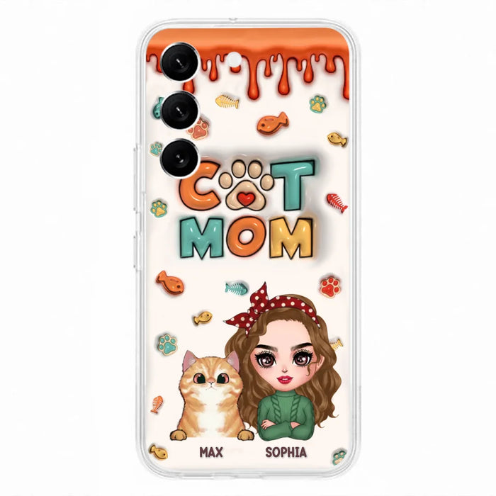 Custom Personalized Cat Mom iPhone/ Samsung Phone Case - Christmas Gift Idea For Cat Lover - Upto 4 Cats