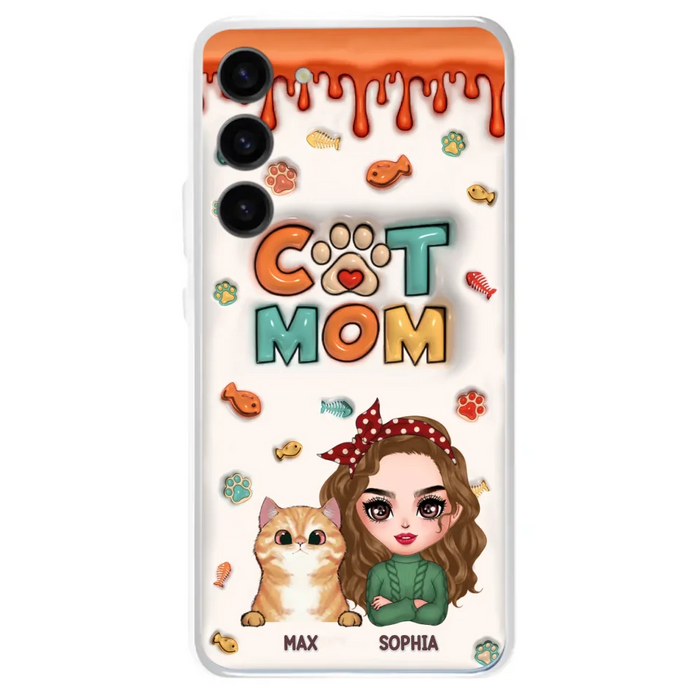 Custom Personalized Cat Mom iPhone/ Samsung Phone Case - Christmas Gift Idea For Cat Lover - Upto 4 Cats