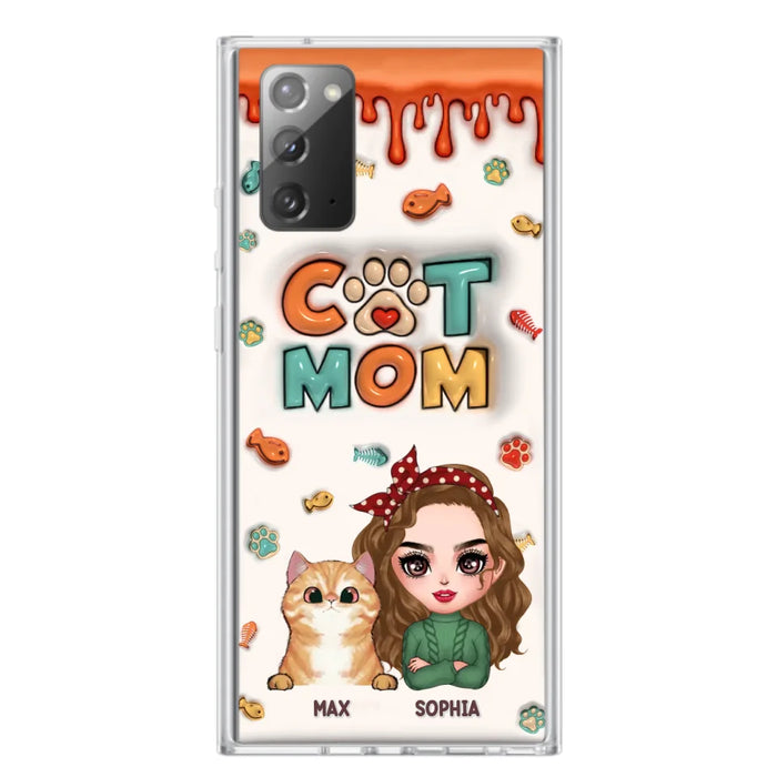 Custom Personalized Cat Mom iPhone/ Samsung Phone Case - Christmas Gift Idea For Cat Lover - Upto 4 Cats