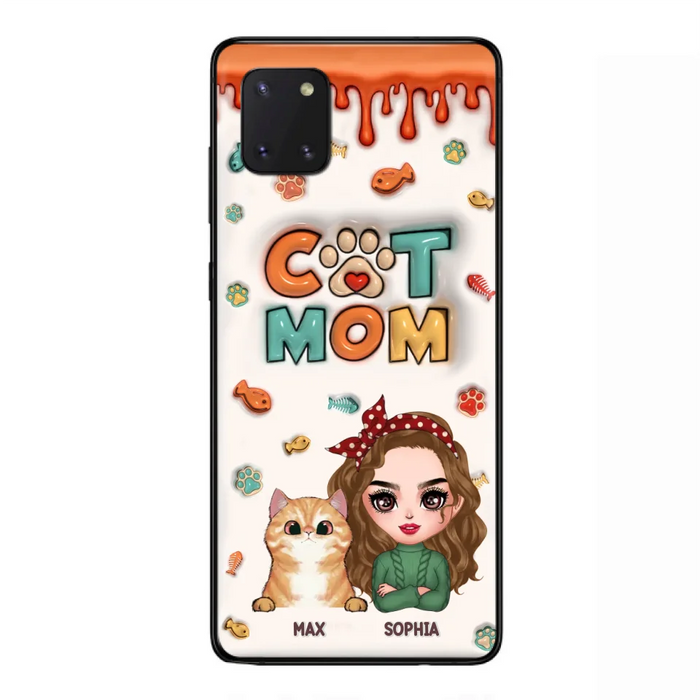 Custom Personalized Cat Mom iPhone/ Samsung Phone Case - Christmas Gift Idea For Cat Lover - Upto 4 Cats