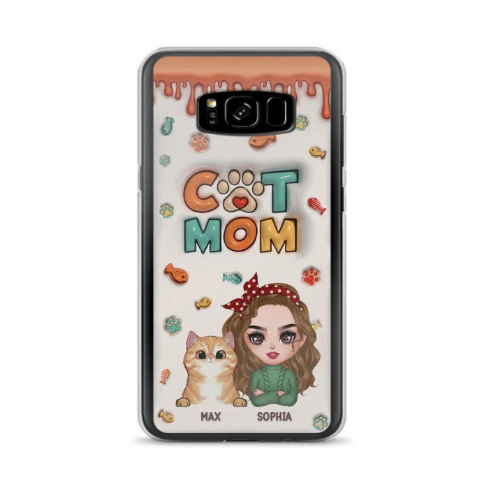 Custom Personalized Cat Mom iPhone/ Samsung Phone Case - Christmas Gift Idea For Cat Lover - Upto 4 Cats