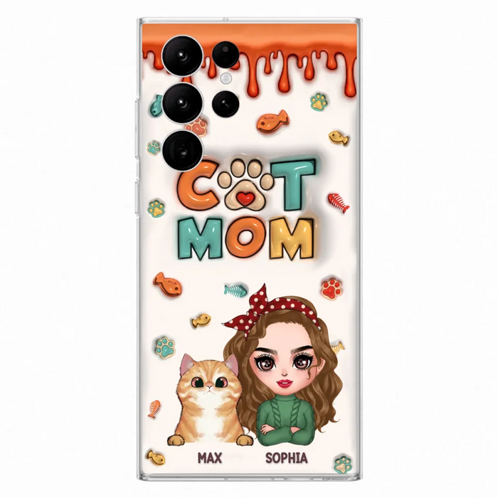 Custom Personalized Cat Mom iPhone/ Samsung Phone Case - Christmas Gift Idea For Cat Lover - Upto 4 Cats