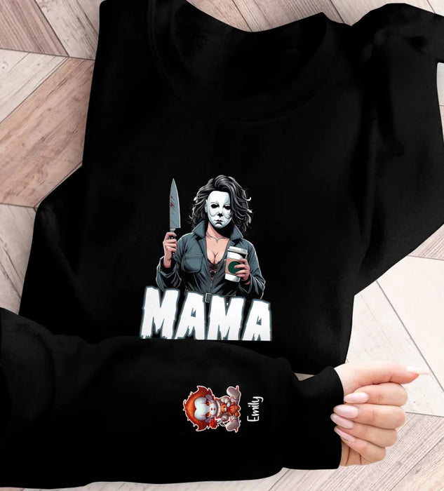 Custom Personalized Horror Movie Characters Mom AOP Sweater - Up to 8 Kids - Halloween Gift Idea For  Mother