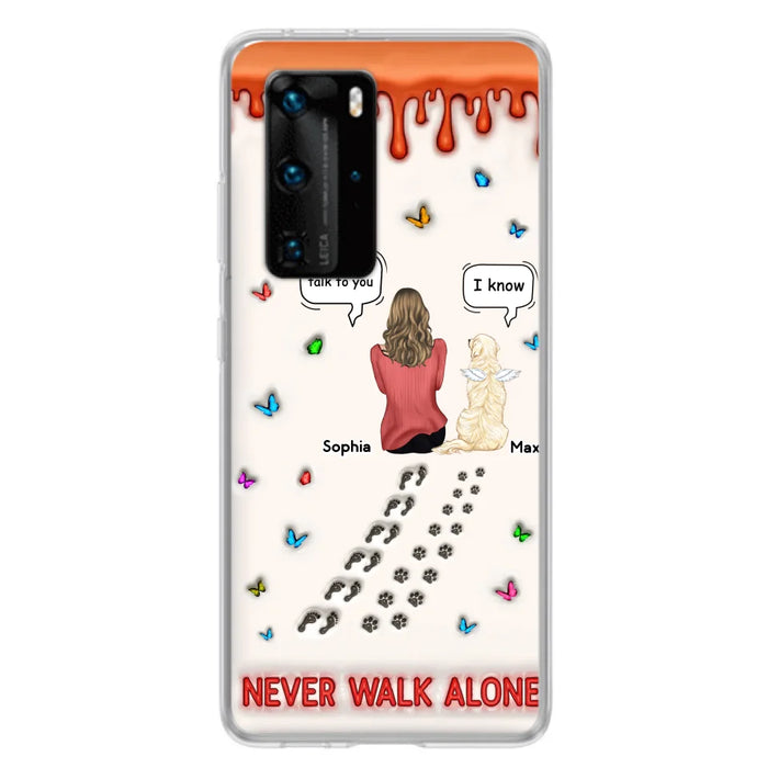 Custom Personalized Memorial Dog Phone Case - Memorial Gift Idea For Dog/ Cat Lover - Case For Xiaomi/ Oppo/ Huawei - Never Walk Alone