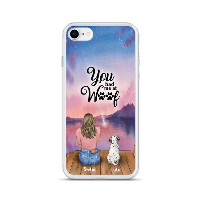 Custom Personalized Dog Mom Phone Case - Gifts For Dog Lovers With Upto 4 Dogs - You Had Me At Woof - Case For iPhone, Samsung And Xiaomi