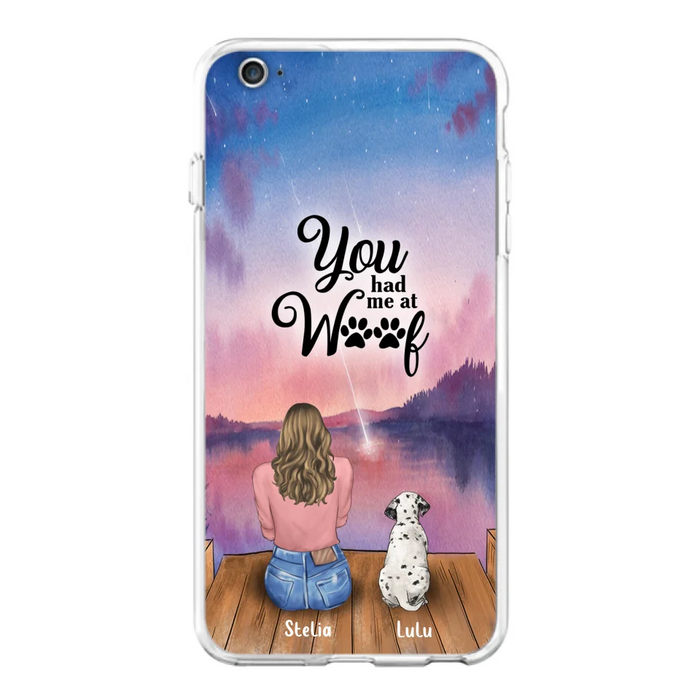 Custom Personalized Dog Mom Phone Case - Gifts For Dog Lovers With Upto 4 Dogs - You Had Me At Woof - Case For iPhone, Samsung And Xiaomi