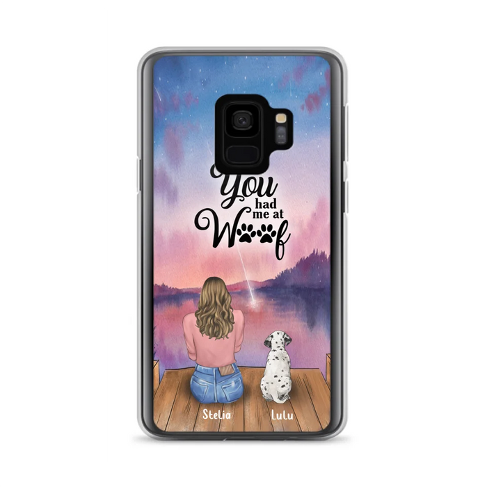 Custom Personalized Dog Mom Phone Case - Gifts For Dog Lovers With Upto 4 Dogs - You Had Me At Woof - Case For iPhone, Samsung And Xiaomi