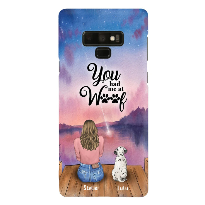 Custom Personalized Dog Mom Phone Case - Gifts For Dog Lovers With Upto 4 Dogs - You Had Me At Woof - Case For iPhone, Samsung And Xiaomi