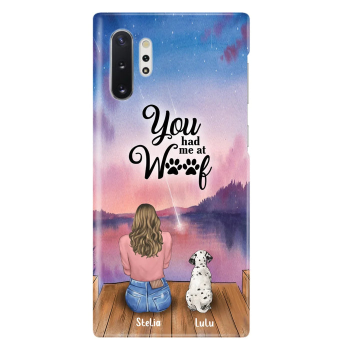 Custom Personalized Dog Mom Phone Case - Gifts For Dog Lovers With Upto 4 Dogs - You Had Me At Woof - Case For iPhone, Samsung And Xiaomi