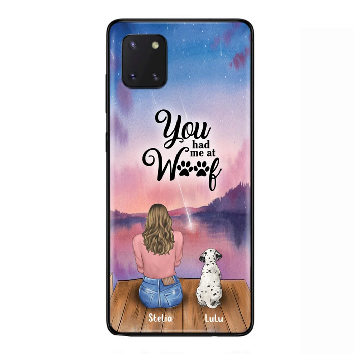 Custom Personalized Dog Mom Phone Case - Gifts For Dog Lovers With Upto 4 Dogs - You Had Me At Woof - Case For iPhone, Samsung And Xiaomi