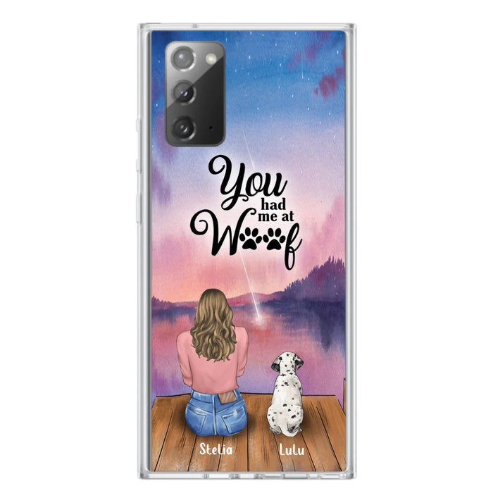 Custom Personalized Dog Mom Phone Case - Gifts For Dog Lovers With Upto 4 Dogs - You Had Me At Woof - Case For iPhone, Samsung And Xiaomi