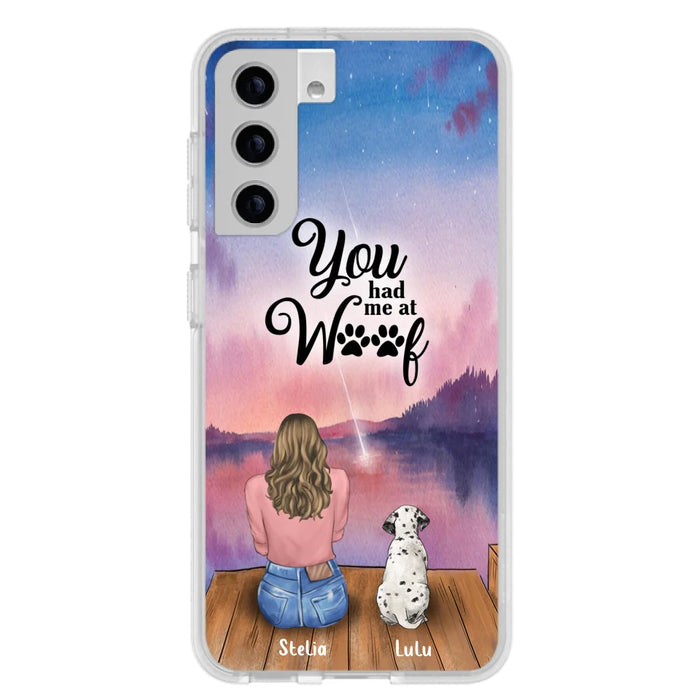 Custom Personalized Dog Mom Phone Case - Gifts For Dog Lovers With Upto 4 Dogs - You Had Me At Woof - Case For iPhone, Samsung And Xiaomi