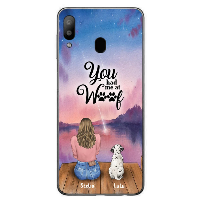 Custom Personalized Dog Mom Phone Case - Gifts For Dog Lovers With Upto 4 Dogs - You Had Me At Woof - Case For iPhone, Samsung And Xiaomi