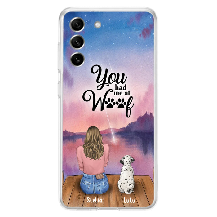 Custom Personalized Dog Mom Phone Case - Gifts For Dog Lovers With Upto 4 Dogs - You Had Me At Woof - Case For iPhone, Samsung And Xiaomi